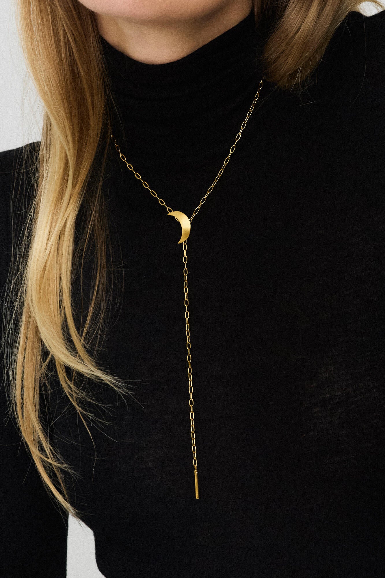 Half Moon Tie halskæde - Forgyldt